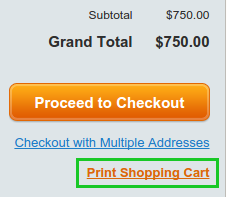 Print Product link in Product Shopping Cart page