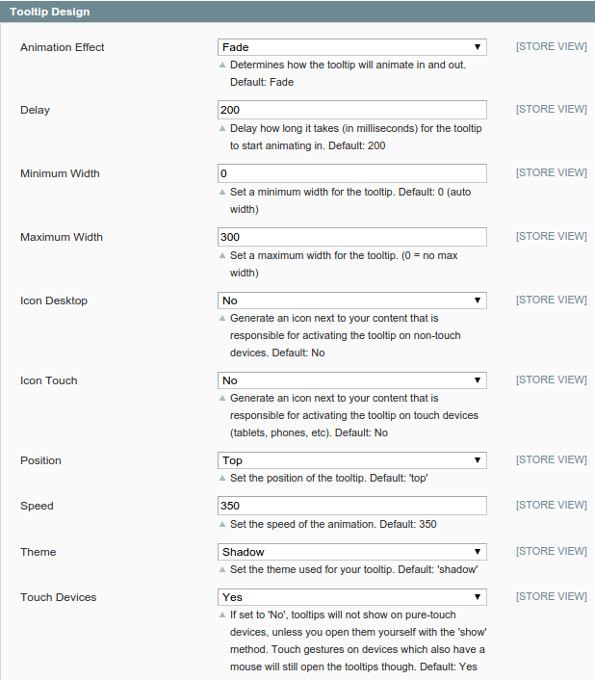 product tooltip magento design settings