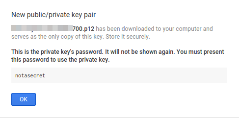 Google Developer Console P12 Key