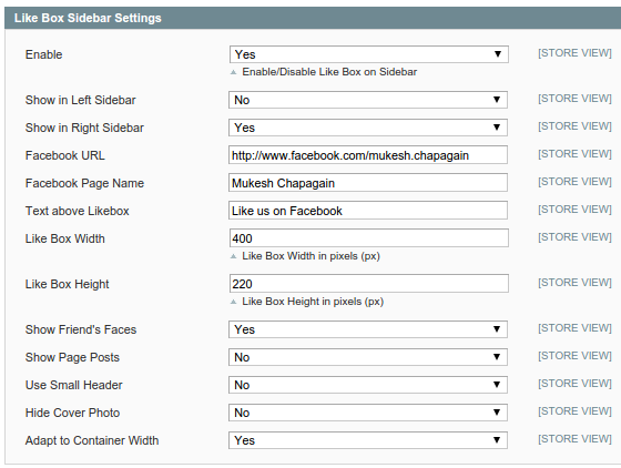 sidebar settings